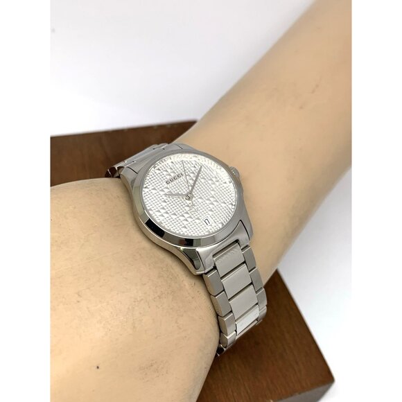 Gucci Women's Watch YA126551 G-Timeless Swiss Quartz Silver Dial Steel 27mm - Picture 6 of 14